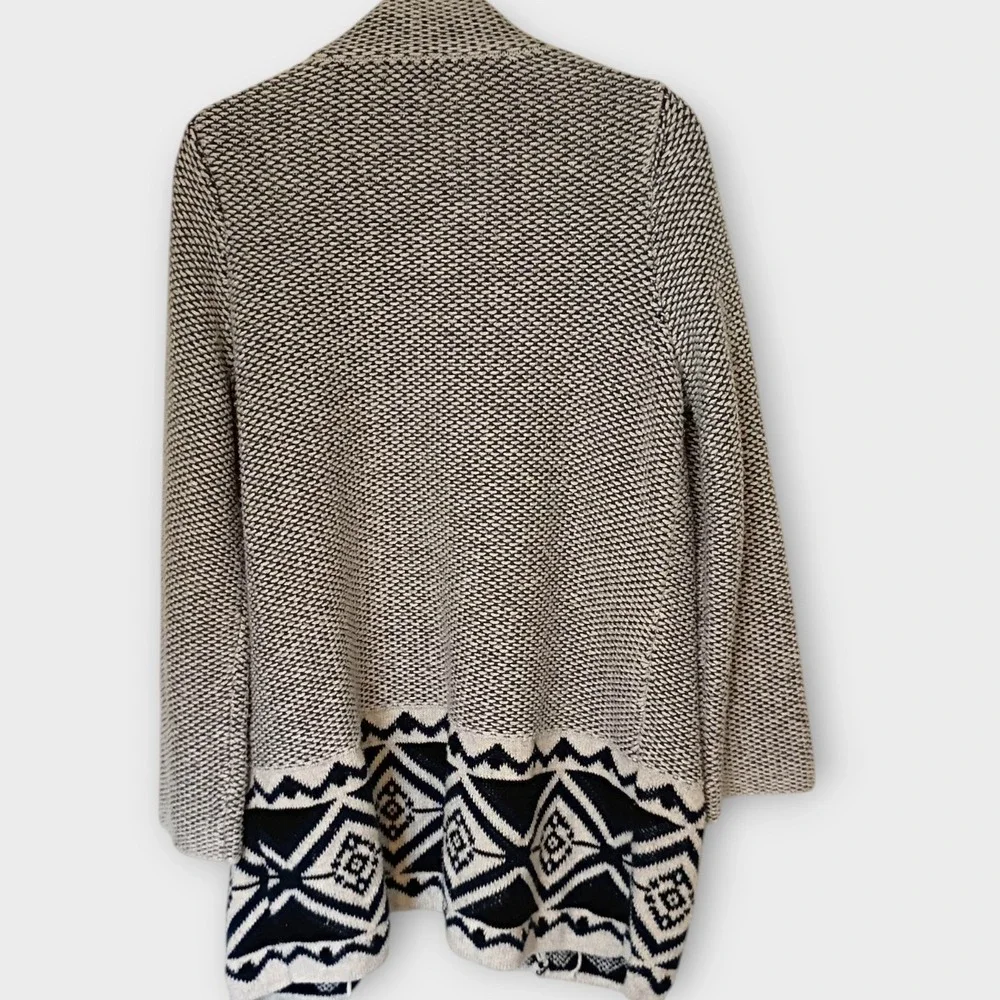 Old Navy Women's M‎ Open Front Cardigan Sweater Beige Black Aztec Print Knit